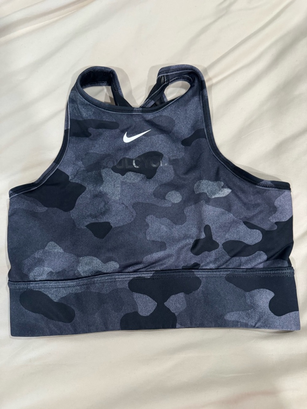 Nike Black & Charcoal Camo Sports Bra soul cycle collaboration